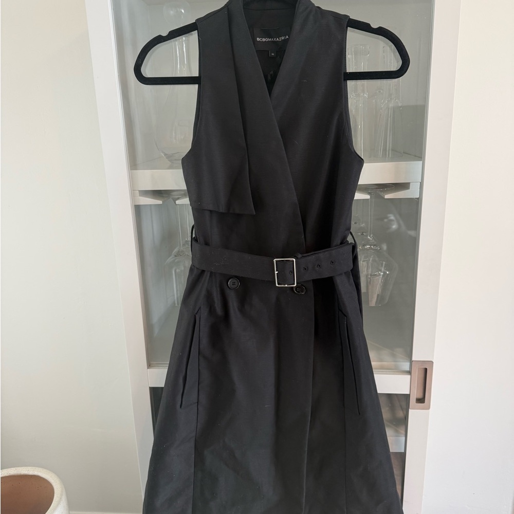 BCBGMaxAzria Black Belted Midi Dress